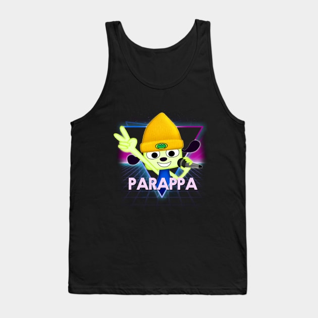 PaRappa The Rapper Retro 80s Neon Landscape Tank Top by Bevatron